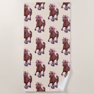 Serviette De Plage Le Cheval Thoroughbred en tête gagne la course
