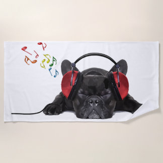 Serviette De Plage Le Chien-taureau noir de France s'installe dans se