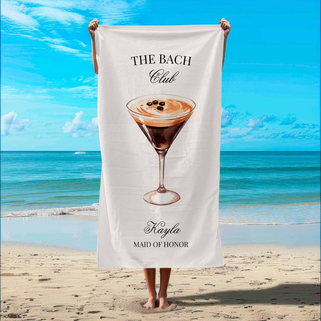 Serviette De Plage Le Cocktail Espresso du Club Social de la Mariée (Créateur téléchargé)