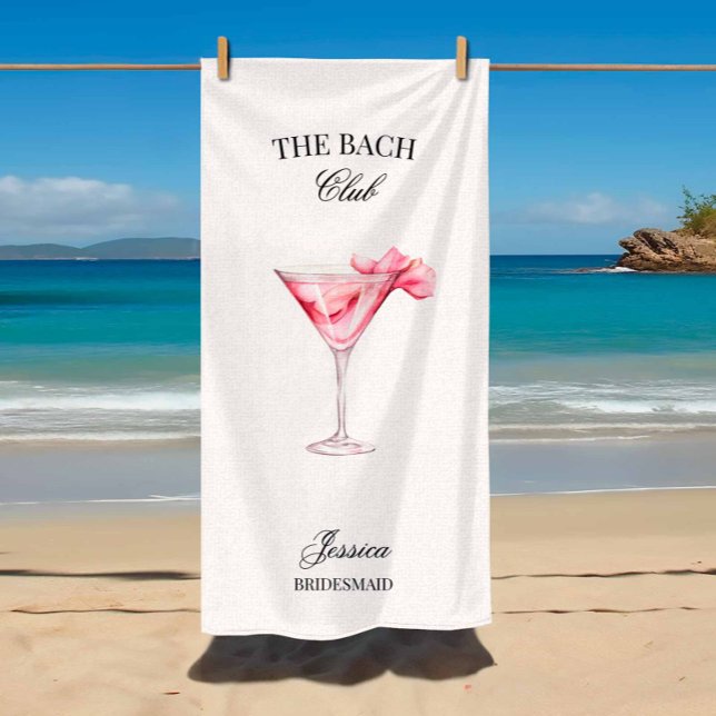 Serviette De Plage Le cocktail rose du Bach Club pour l'enterrement d (Créateur téléchargé)