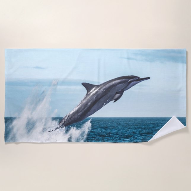 Serviette De Plage Le dauphin qui saute de l'océan (Devant)