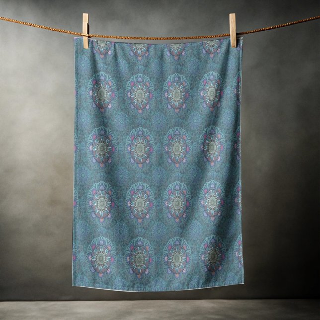 Serviette De Plage Le filtre Floral Air Force Blue Manipur Mandala (Créateur téléchargé)