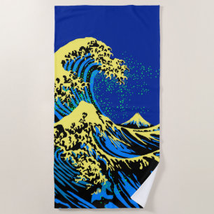 Serviette De Plage Le Grand Hokusai Wave de Blue Yellow