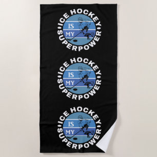 Serviette De Plage Le hockey sur glace est ma superpuissance