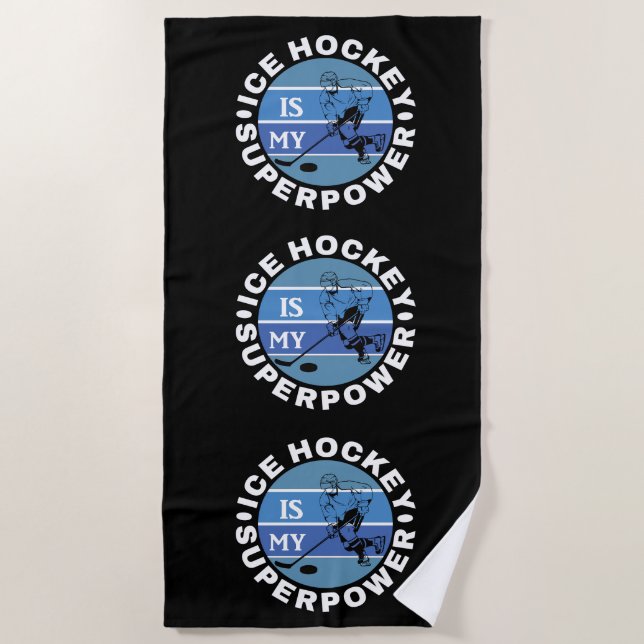 Serviette De Plage Le hockey sur glace est ma superpuissance (Devant)