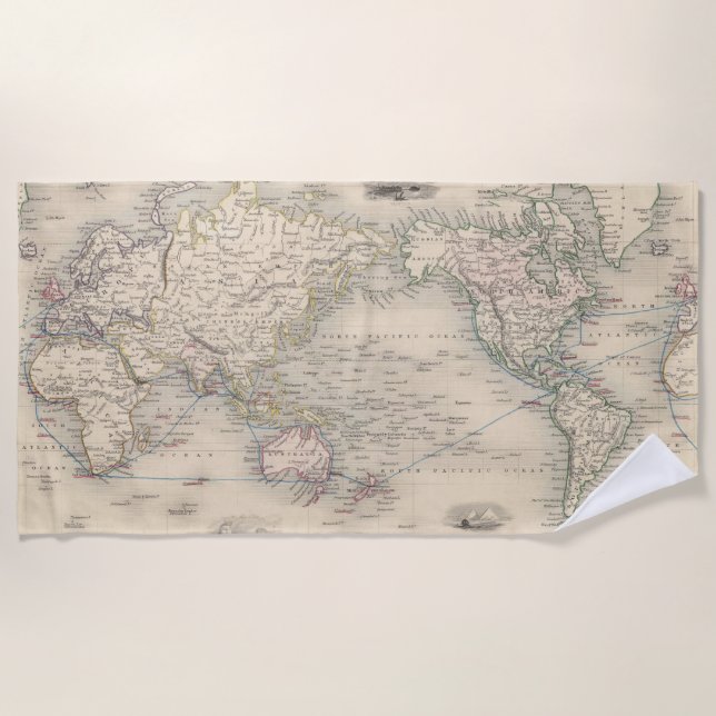 Serviette De Plage Le monde sur la projection de Mercator (Devant)