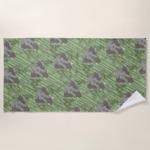 Serviette De Plage Le Motif blanc des éléphants majestueux Lotus