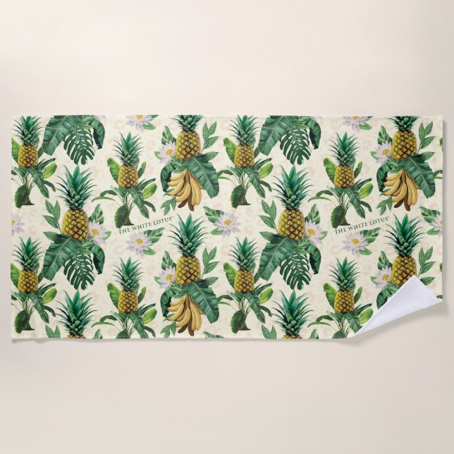 Serviette De Plage Le Motif blanc Lotus Pineapple Paradise (Devant)