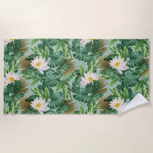 Serviette De Plage Le Motif blanc Lotus Tropical Canopy