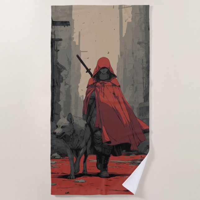 Serviette De Plage Le Petit Chaperon rouge et le Loup – Dark Fantasy (Devant)