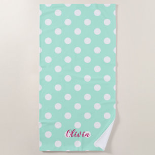 Serviette De Plage Le pois vert et blanc en bon état conçoit en