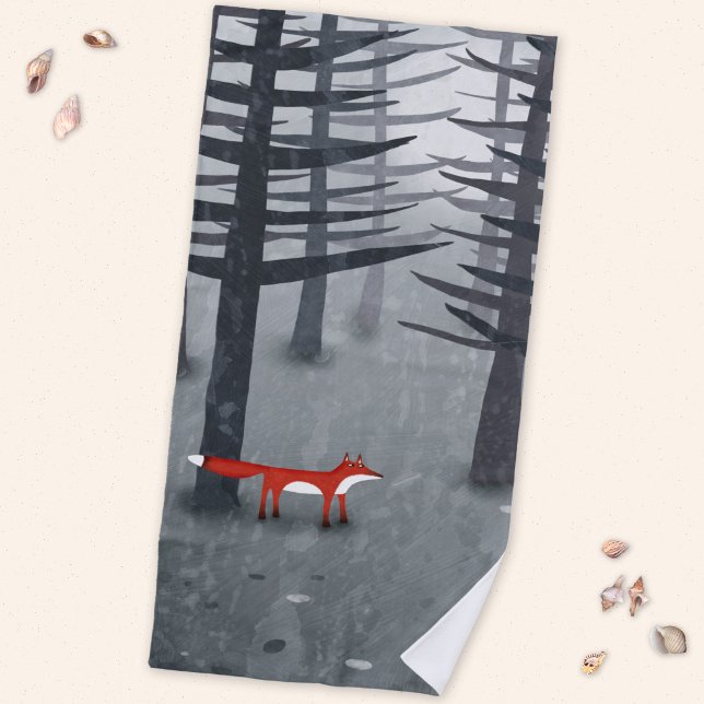 Serviette De Plage Le Renard et la Forêt (The Fox in the Forest woodland wildlife beach towel)