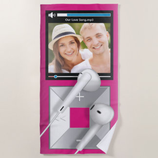 Serviette De Plage Lecteur MP3 avec photo et chanson personnalisées