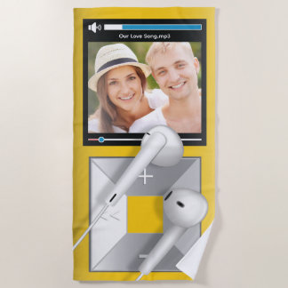 Serviette De Plage Lecteur MP3 avec photo et chanson personnalisées