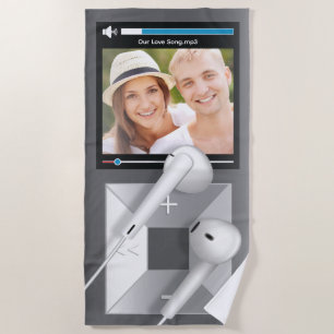 Serviette De Plage Lecteur MP3 avec photo et chanson personnalisées