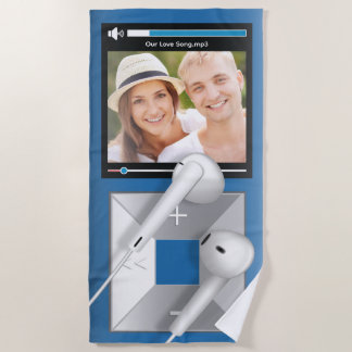 Serviette De Plage Lecteur MP3 avec photo et chanson personnalisées