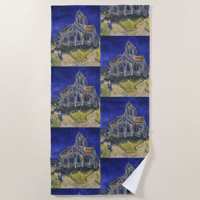 Serviette De Plage L'église d'Auvers par Vincent van Gogh (Devant)