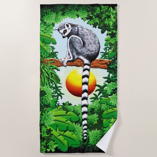 Serviette De Plage Lémur de Madagascar (Devant)