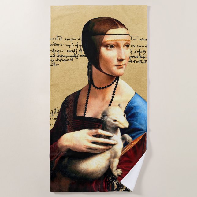 Serviette De Plage Léonard de Vinci Lady avec Ermine (Devant)