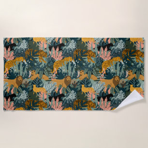 Serviette De Plage Léopard et tigre tropicaux Motif de la jungle