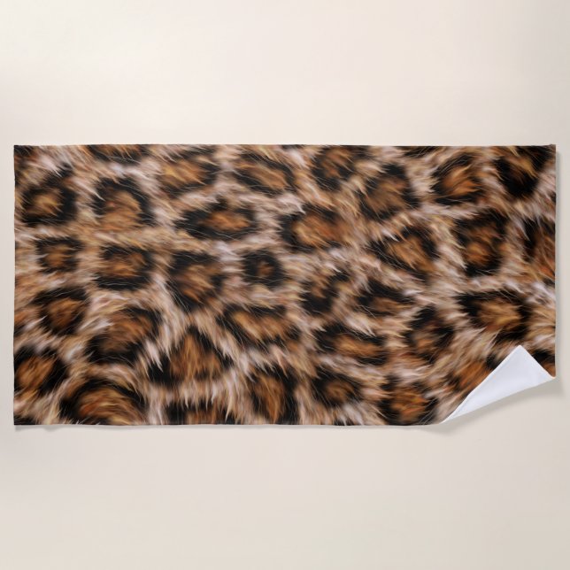 Serviette De Plage Leopard Jaguar Chat fourrure Brown Motif-24609 (Devant)