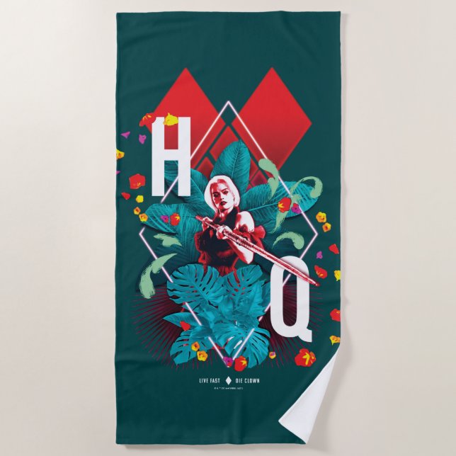 Serviette De Plage L'équipe du suicide | Harley Quinn Floral Diamond (Devant)
