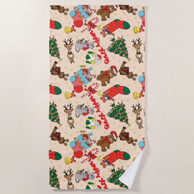 Serviette De Plage Les animaux des bois Noël (Devant)