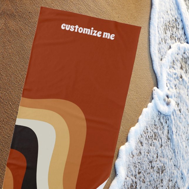 Serviette De Plage Les années 70 Orange Super Hippie Retro Personnali (Créateur téléchargé)