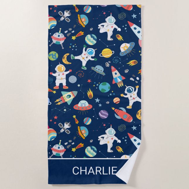 Serviette De Plage Les astronautes spatiale Espace extra-atmosphériqu (Devant)