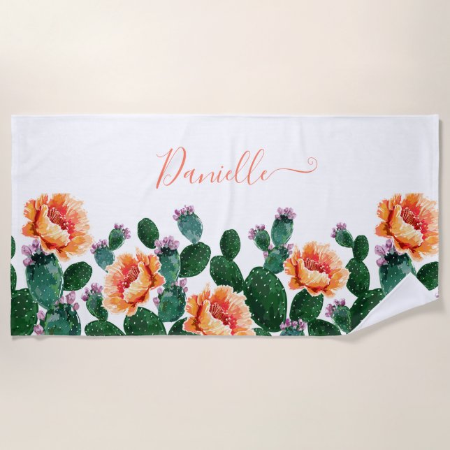Serviette De Plage Les cactus fleurissent (Devant)