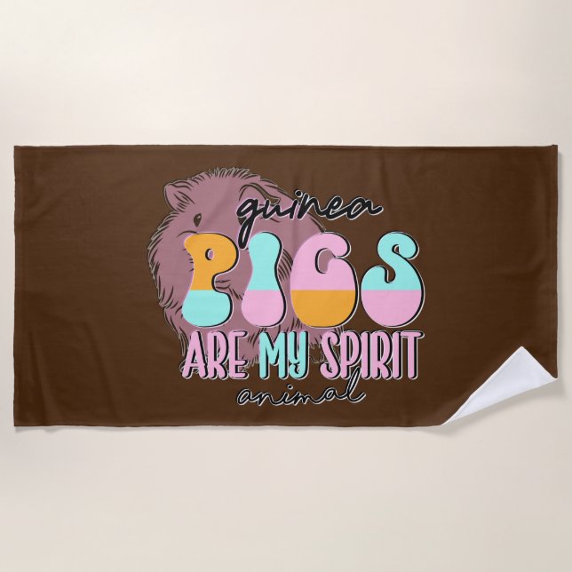 Serviette De Plage Les Cochons de Guinée sont mon esprit animal (Devant)