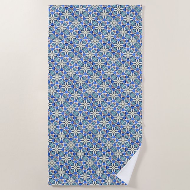 Serviette De Plage les coeurs de mandala conçoivent Thunder_Cove bleu (Devant)