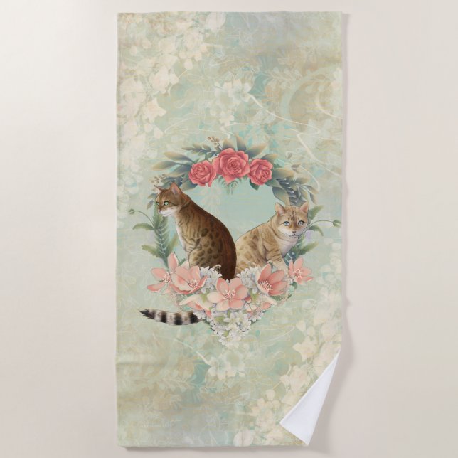 Serviette De Plage Les copains de Loki : Mika et Chidori Bengal Cats (Devant)