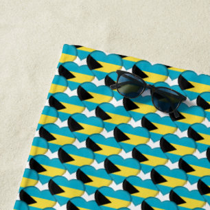 Serviette De Plage Les couleurs du drapeau des Bahamas Coeurs patriot