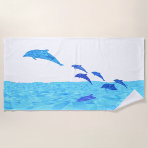 Serviette De Plage Les dauphins de Lowpoly se jettent dans l'océan
