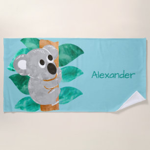 Serviette De Plage Les enfants d'ours de koala d'aquarelle ont