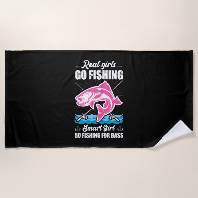 Serviette De Plage Les filles intelligentes de Fisher vont à la pêche (Devant)