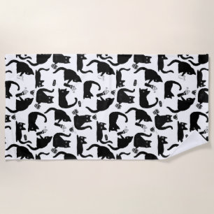 Serviette De Plage Les mauvais chats frappent des trucs sur