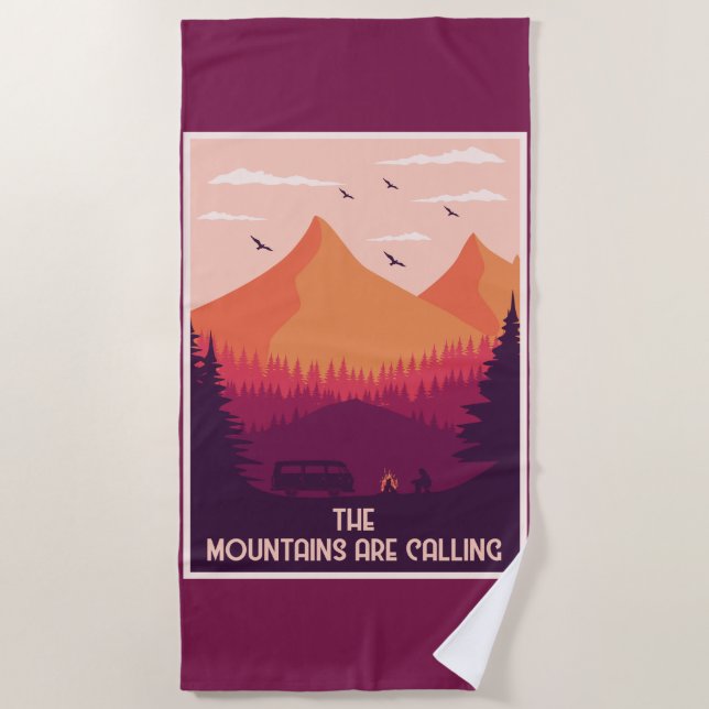 Serviette De Plage Les Montagnes Appelent (Devant)