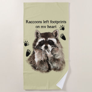 Serviette De Plage Les raccoons ont laissé des empreintes sur mon coe