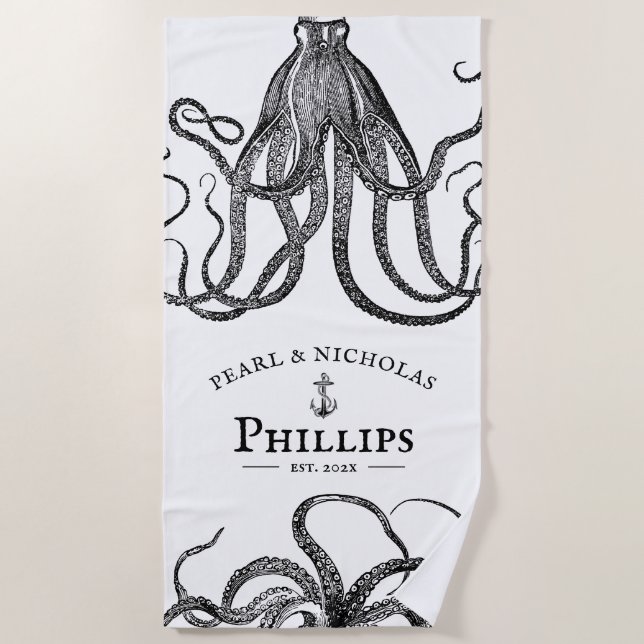 Serviette De Plage Les tentacules de l'amour | Thème Octopus (Devant)
