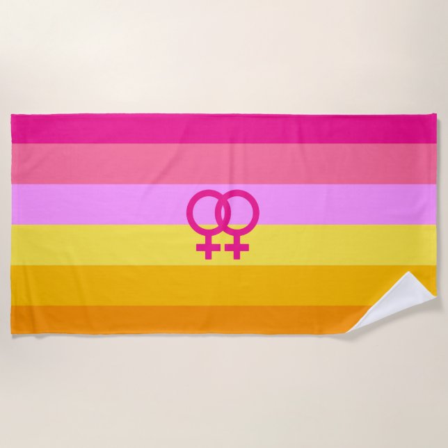 Serviette De Plage Lesbienne Dawn Pride Femmes qui aiment les femmes (Devant)