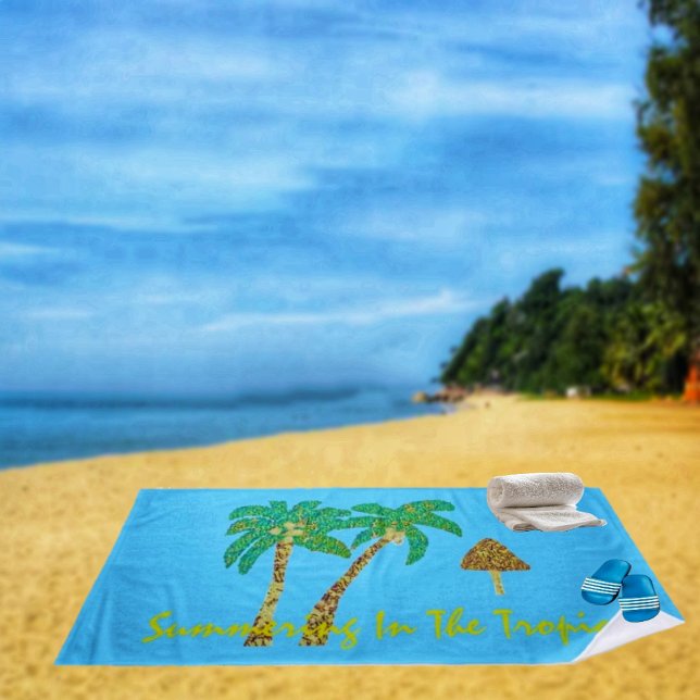 Serviette De Plage L'Ésumer Dans Les Tropiques (You can easily visualize, summering in the Tropics, with this colorful, beach towel design!)