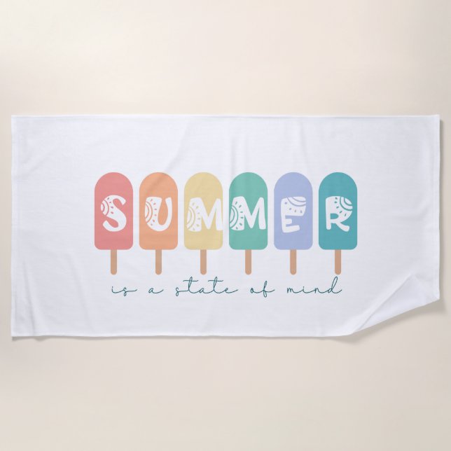 Serviette De Plage L'été est un état d'esprit - Crème glacée Popsicle (Devant)