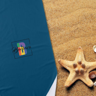 Serviette De Plage Lettre couleur initiale monogramme élégant B bleu