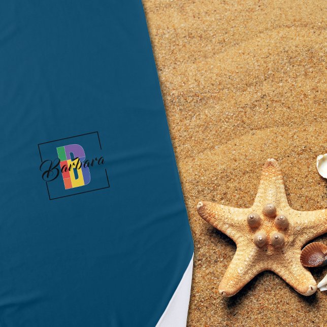 Serviette De Plage Lettre couleur initiale monogramme élégant B bleu  (Créateur téléchargé)
