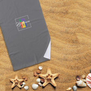 Serviette De Plage Lettre de couleur B gris monogrammée