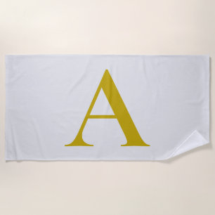 Serviette De Plage Lettre initiale de monogramme personnalisé couleur