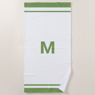 Serviette De Plage LETTRE MONOGRAPHIQUE Élégante ÉBAUCHE BORDÉE VERTE