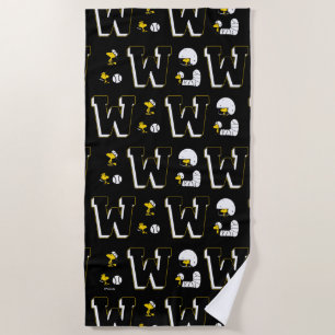 Serviette De Plage Lettre sport Woodstock Varsity Motif